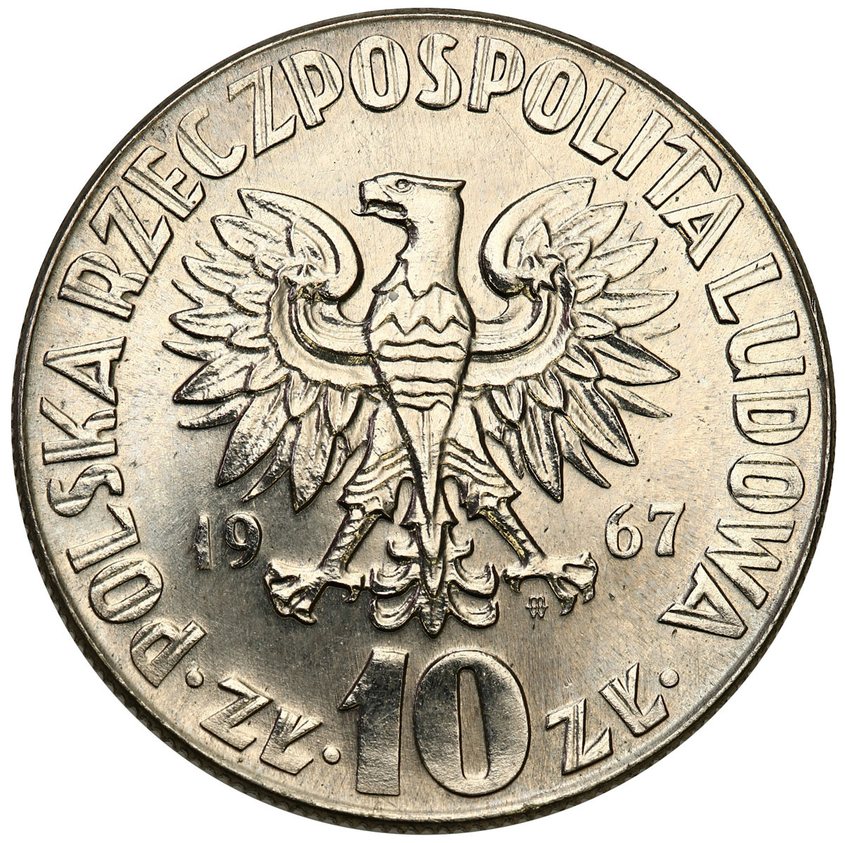 PRL. PRÓBA Nikiel 10 złotych 1967 - Mikołaj Kopernik